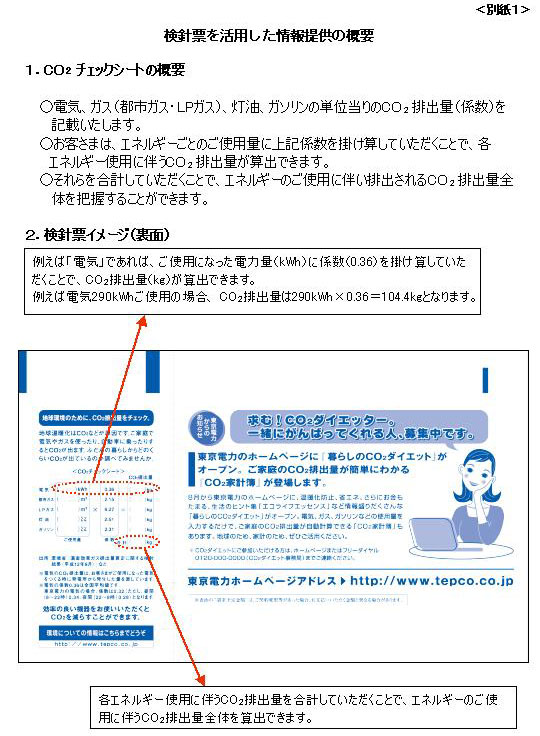チェックシートの概要と検針票イメージ（裏面）
