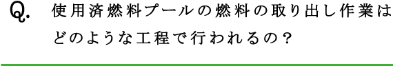 Q.使用済燃料プールの燃料の取り出し作業はどのような工程で行われるの？