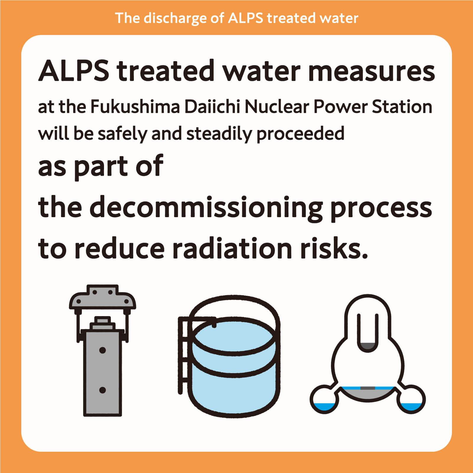ALPS treated water measures at the Fukushima Daiichi Nuclear Power Station has been safely and steadily proceeded as part of the decommissioning process to reduce radiation risks.