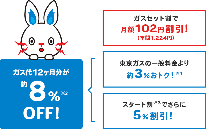 ガス代12ヶ月分が約8%OFF!