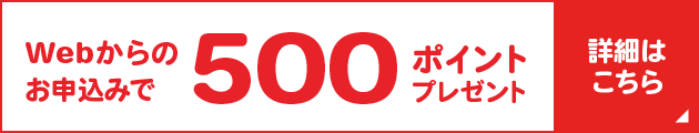 Webからのお申込みで500ポイントプレゼント