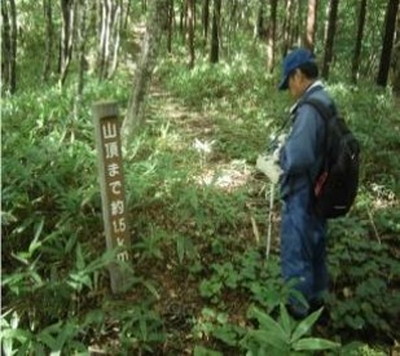 葛尾登山道での測定状況