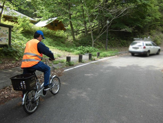 自転車による個人線量測定状況