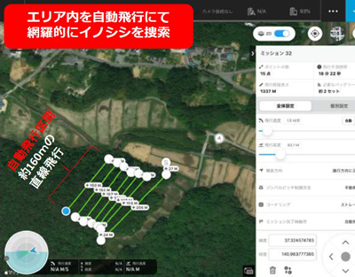 自動飛行ルートの設定(飛行エリア1)