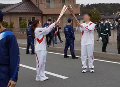 【富岡町】聖火リレーの様子