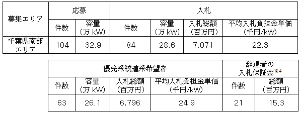 電源接続案件募集プロセスの結果